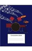 Composition Book 200 Sheets/400 Pages/7.44 X 9.69 In. Wide Ruled/ Drum Set