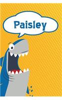 Paisley: Personalized Shark Writting Journal, Notebook, Diary, for Kids 120 Pages 6x9