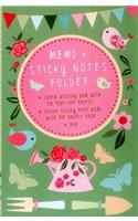 Memo & Sticky Notes Folder: Pretty Garden: Small Folder Containing 7 Sticky Notepads, a Tear-Off Lined Writing Pad, and Gel Pen.