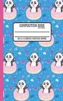 Composition Book Cute Panda 8.5 x 11 Cursive Writing Paper