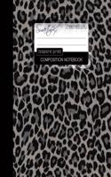 Leopard Print Composition Notebook: College Ruled Writer's Notebook for School / Teacher / Office / Student [ Perfect Bound * Large * Black & White ]: (English)