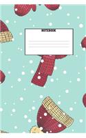 Notebook: Hat Gloves Mittens Winter Design 150 Page Wide Ruled Notebook