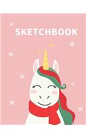 Sketchbook: A Cute Unicon Kawaii Sketchbook for Kids: 100 Pages of 8.5"x11" Blank Paper for Drawing, Doodling or Sketching(4 Xmas Gift)