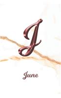 June: Sketchbook - Blank Imaginative Sketch Book Paper - Letter J Rose Gold White Marble Pink Effect Cover - Teach & Practice Drawing for Experienced & As