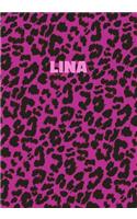 Lina: Personalized Pink Leopard Print Notebook (Animal Skin Pattern). College Ruled (Lined) Journal for Notes, Diary, Journaling. Wild Cat Theme Design wi