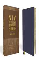NIV, Thinline Reference Bible (Deep Study at a Portable Size), Large Print, Genuine Leather, Buffalo, Blue, Red Letter, Art Gilded Edges, Comfort Print
