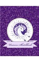 Unicorn Sketchbook: Large Faux Glitter Sketch Book Journal for Doodling, Coloring Tons of Creative Fun For Girls - Pretty Unicorn