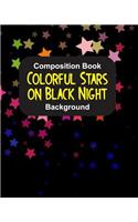 Composition Book Colorful Stars on Black Night Background
