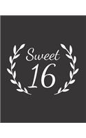 Sweet 16: Guest book - Sweet sixteen party book - Birthday Celebration - Party Guestbook for Guests to Leave Messages - Black and white - 8x10 inches