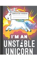 Composition Notebook: Unicorns Lovers Glossy Cover Wide Ruled Blank Lined Soft Cover Girls Kids Elementary School Journal Paper 7.44 x 9.69 Inches 110 Pages