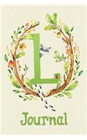 Cute Woodland Critter Journal with Initial: Cute Woodland Raccoon Journal Initial 'l'