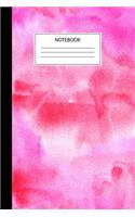 Pink Watercolor Notebook: College Ruled Journal With Pink Watercolor Cover