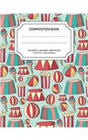 Colorful Circus Composition Notebook: Wide Ruled Seamless Pattern for School, Personal or Office Use