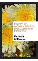Poetry of Modern Greece: Specimens and Extracts