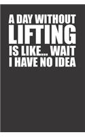 A Day Without Lifting Is Like Wait I Have No Idea Awesome Funny Weightlifter Power Lifter Diary