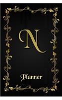 N: Letter Journal Monogram Minimalist Lined Notebook To Do List Undated Daily Planner for Personal and Business Activities with Check Boxes to Help you