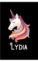 Lydia: Journal (Diary, Notebook) Personalized Custom Name Unicorn Birthday Gift for Girls and Women
