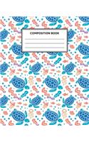 Turtle Composition Notebook - Underwater Pattern