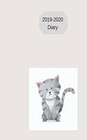 2019-2020 Diary: 8x10 Day to a Page Academic Year Diary, Note, to Do List & Priorities on Each Page. Grey Cute Cat Cover Design