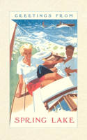 Vintage Lined Notebook Greetings from Spring Lake, Motor Boat