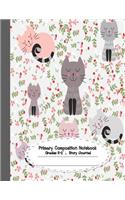 Primary Composition Notebook: Primary Composition Notebook Story Paper - 8.5x11 - Grades K-2: little cats flower School Specialty Handwriting Paper Dotted Middle Line (Kindergart