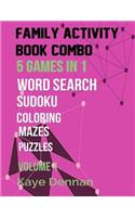 Family Activity Book Combo: Word Search Maze Puzzle Sudoku And Coloring