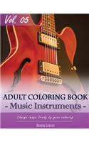 Music Instruments Coloring Book Arts for Stress Relief & Mind Relaxation, Stay Focus Treatment