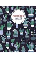 Green Cactus Notebook Journal: Black and Green Notebook, Composition Book, Journal, 8.5 x 11 inch 110 page, Wide Ruled