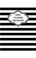 2020 Weekly Monthly Planner Stripes Black White