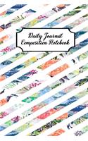 Daily Journal Composition Notebook: Watercolor Striped Floral Design Theme - 120 Pages 6X9 Size Book