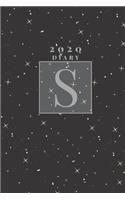 Personalised 2020 Diary Week To View Planner: Silver Letter S 2020 Diary&#11088;&#11088; Stars In The Sky &#11088;&#11088; Year Planner For Business, Office, Home, University, College, School, A