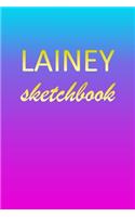 Lainey: Sketchbook - Blank Imaginative Sketch Book Paper - Pink Blue Gold Custom Letter L Personalized Cover - Teach & Practice Drawing for Experienced & As