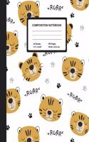 Composition Notebook: Tiger Cat - Wide Ruled Paper Journal - Blank Lined Workbook for Teens Kids Students Girls, for Home School & Writing Notes