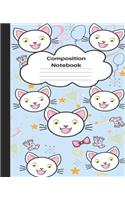 Composition Notebook: Wide Ruled Cute Cat Composition Notebook