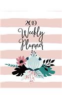 Weekly Planner 2019: 12 Month Planner: Month View and Weekly Breakdown: Calendar Schedule Organizer and Journal Notebook (8x10 inches, 139 pages)(Pretty Pink Floral Bloom Planners)