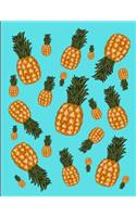 Pineapples Everywhere Notebook Journal Aqua 120 College Ruled Pages 8.5 X 11
