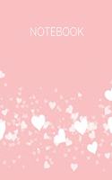 Notebook: Pink Hearts Notebook, 8.5x11, College Ruled, Large Composition Notebook in Romantic Pink with White Hearts