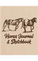 Horses Journal & Sketchbook: Vintage Look Horse Sketches Sepia Design Cover