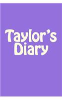 Taylor's Diary: A 6 x 9 Blank Notebook