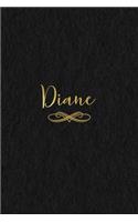 Diane: Personalized Journal to Write In - Black Gold Custom Name Line Notebook