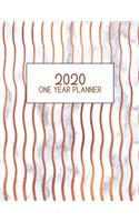2020 One Year Planner: Jan 2020-Dec 2020, 1 Year Planner, pink striped marble digital paper cover, featuring 2020 Overview, daily, weekly, monthly view, areas for: to do l