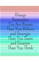 Always Remember You Are Braver Than You Believe Stronger Than You Seem & Smarter Thank You Think