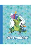 Sketchbook: Cool Blank Notebook for Sketching and Picture Space with T-rex Dinosaur, Unlined Paper Book for Drawing, Journaling and Doodling, Perfect for Creati