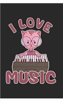 Piano Music Cat Notebook: Graph Paper Journal 6x9 - 120 Pages