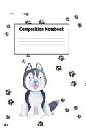 Composition Notebook: Cute Husky Dog College Ruled Lined Pages Book (7.44 X 9.69)