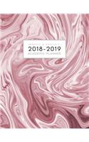 2018-2019 Weekly and Monthly Academic Planner: Rose Gold Pink Marble Swirl Daily Student Planner Diary Calendar Schedule Organizer Journal Agenda Notebook, August 2018 - July 2019 Academic Year, 