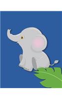 120 Page Handwriting Book: College Ruled Notebook Composition Book Diary Baby Elephant Princess Blue