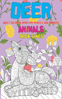 Adult Coloring Book for Pencils and Markers - Animals - Thick Lines - Deer