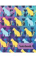 Notebook: Cool Cats Pattern Notebook Journal With College Ruled Paper