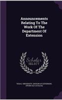 Announcements Relating To The Work Of The Department Of Extension